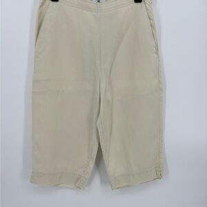 Tommy Bahama Womens 10 Shorts Cream Khaki Tencel Cotton Bermuda Side Zip Chino